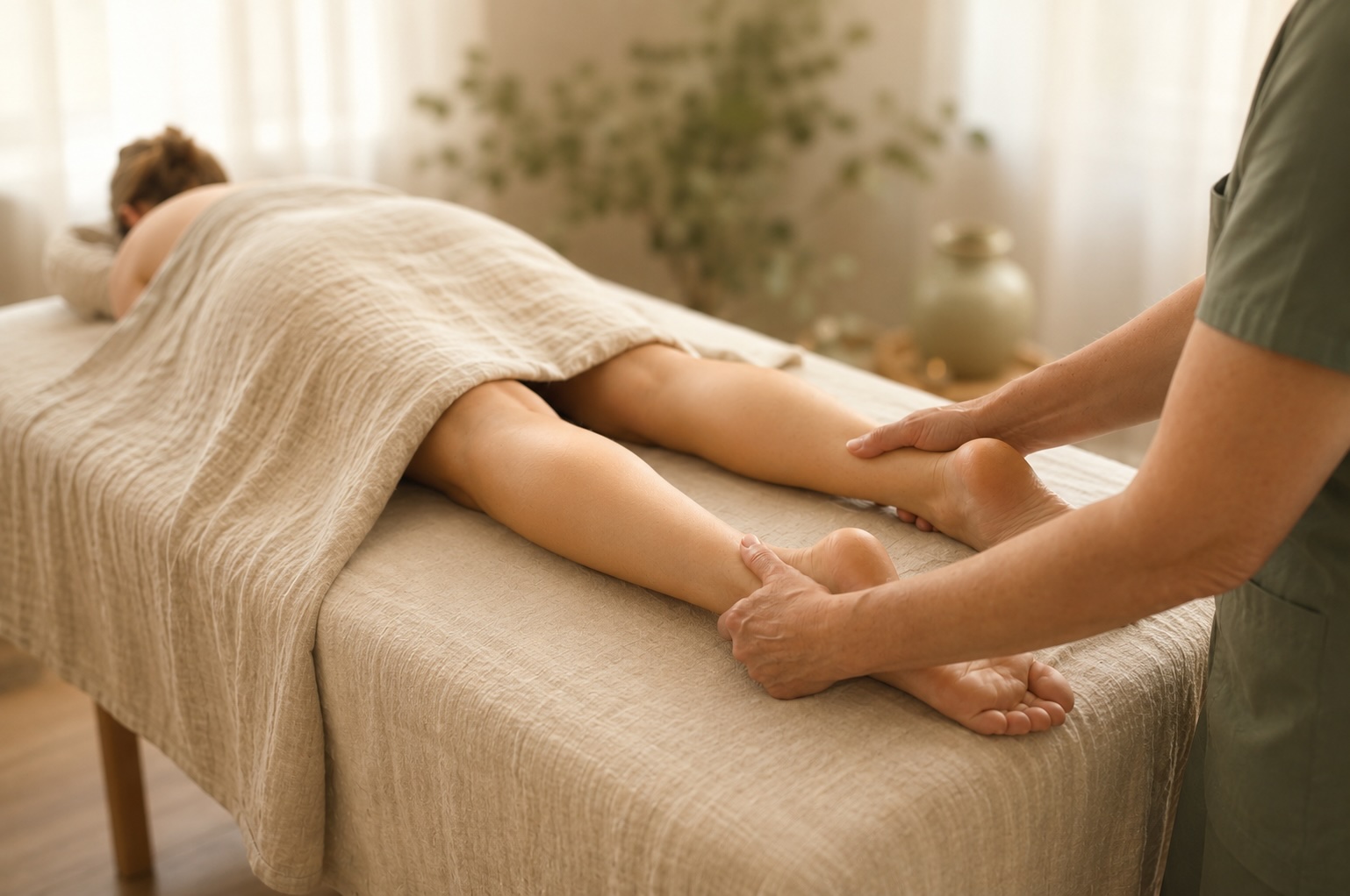 Geste professionnel de massage bien-être pratiqué par Sorina