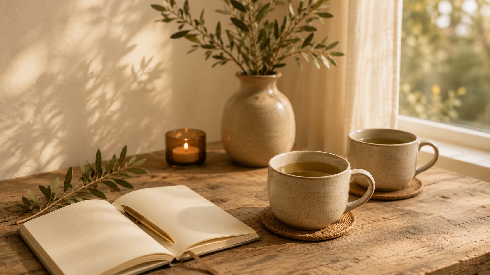 Deux tasses et un carnet pour un temps d’échange